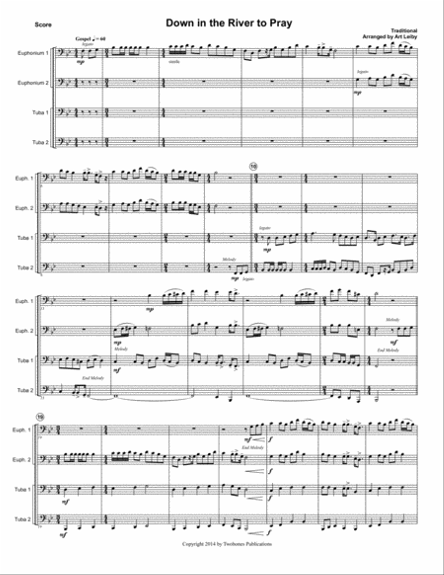 Down in the River to Pray Brass Ensemble scores gallery preview page 1