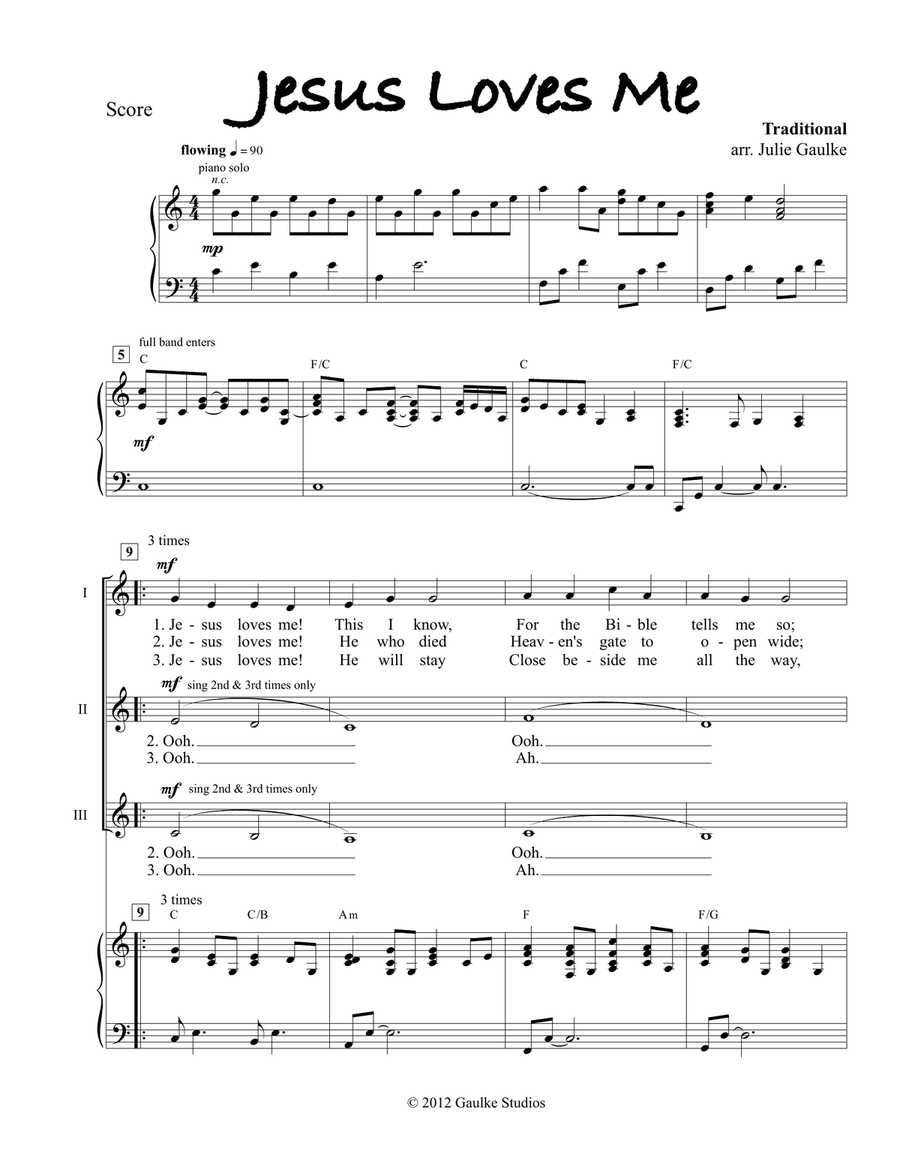 Jesus Loves Me Easy Piano scores gallery preview page 1