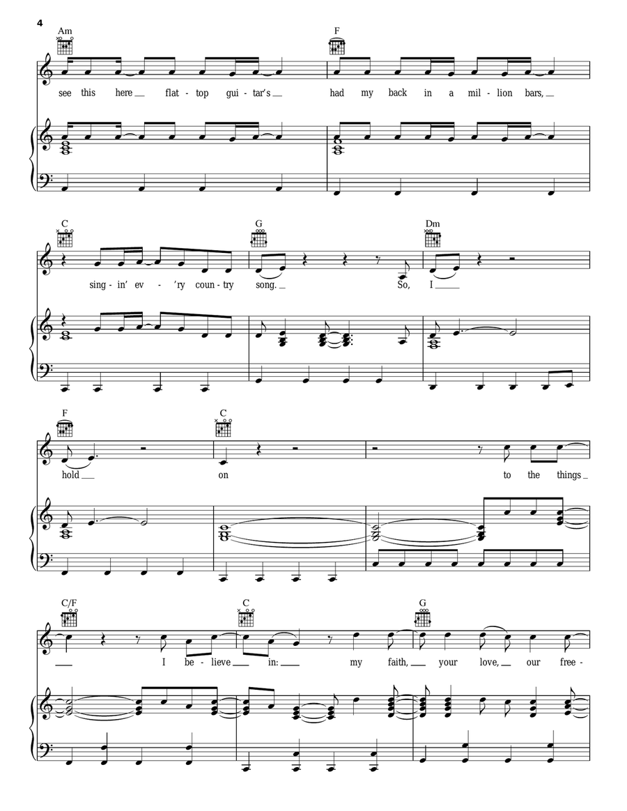 I Hold On Piano, Vocal, Guitar scores gallery preview page 4