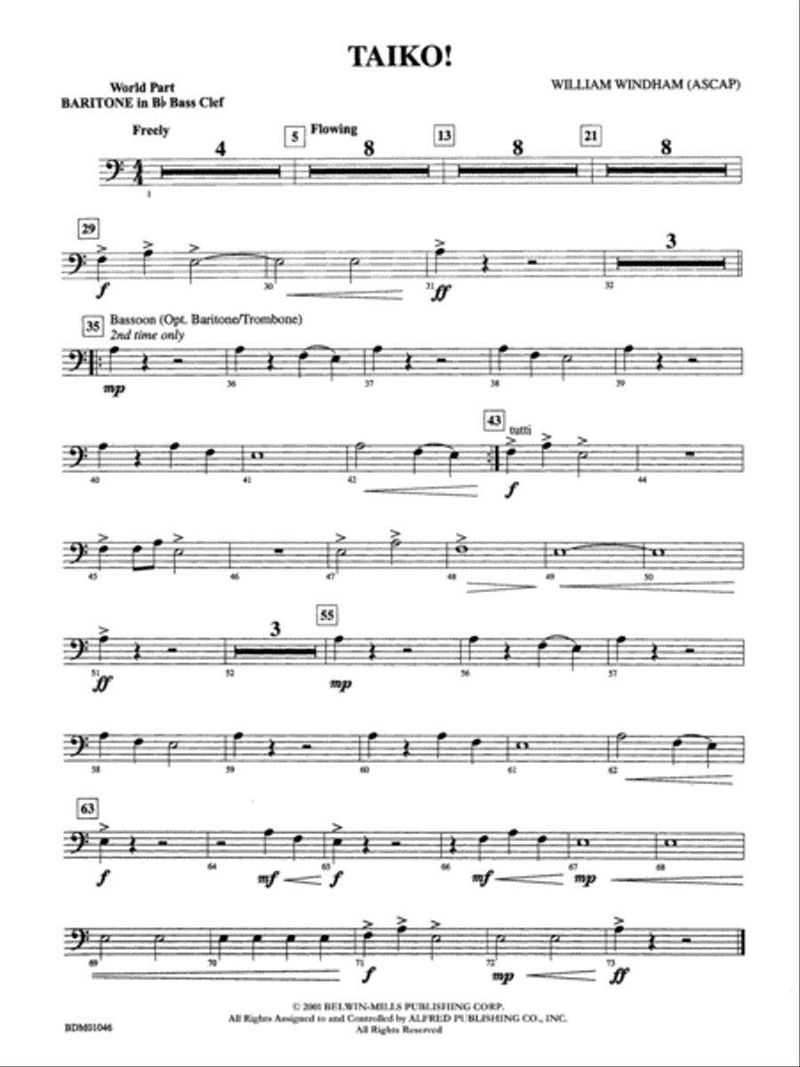 Taiko!: (World Part) B-flat Baritone B.C. Concert Band scores gallery preview page 1