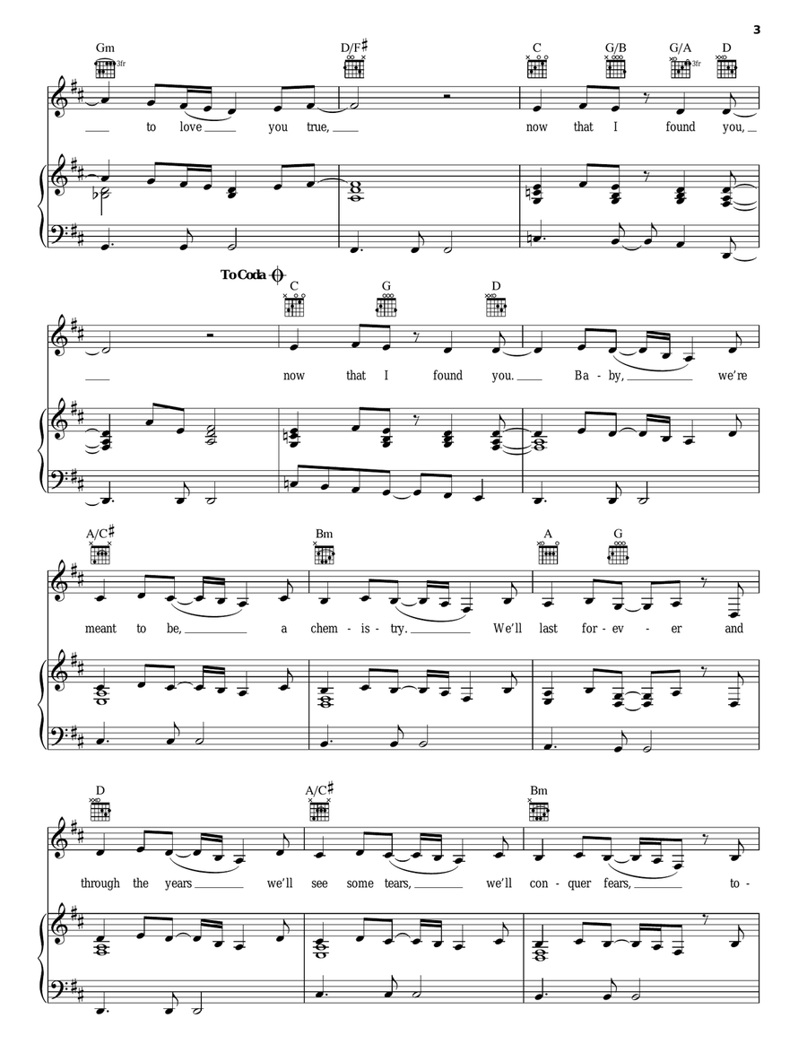 Now That I Found You Piano, Vocal, Guitar scores gallery preview page 3