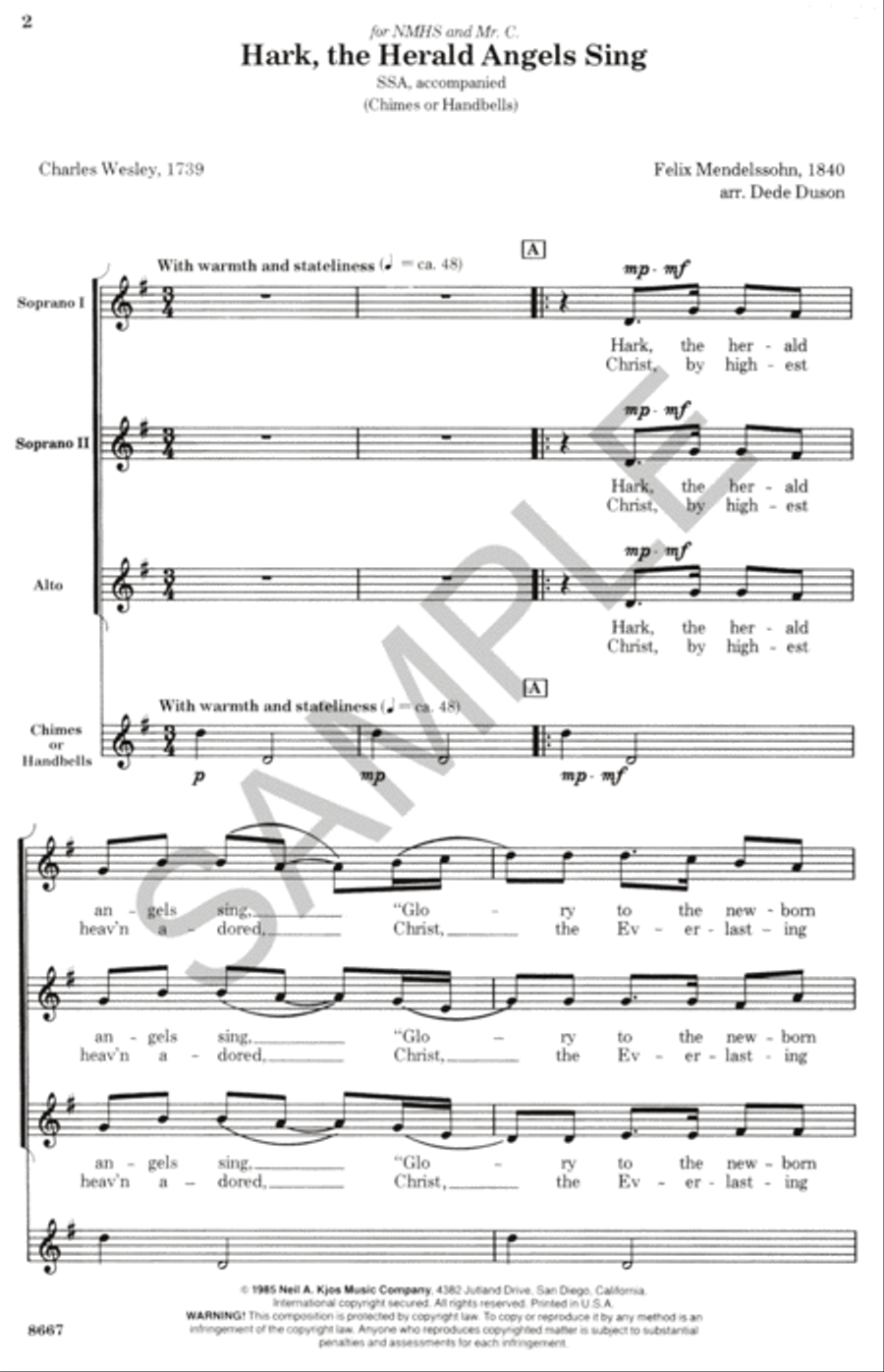 Hark the Herald Angels Sing SSA scores gallery preview page 2