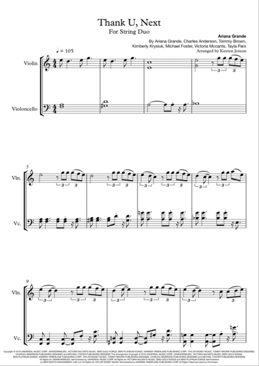 Thank U, Next Thank U, Next String Duet scores gallery preview page 4