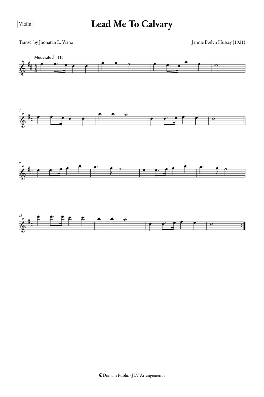 Lead Me To Calvary Violin Solo scores gallery preview page 1