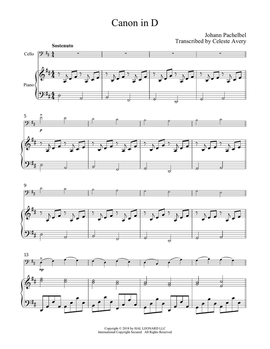 Canon In D Piano scores gallery preview page 1
