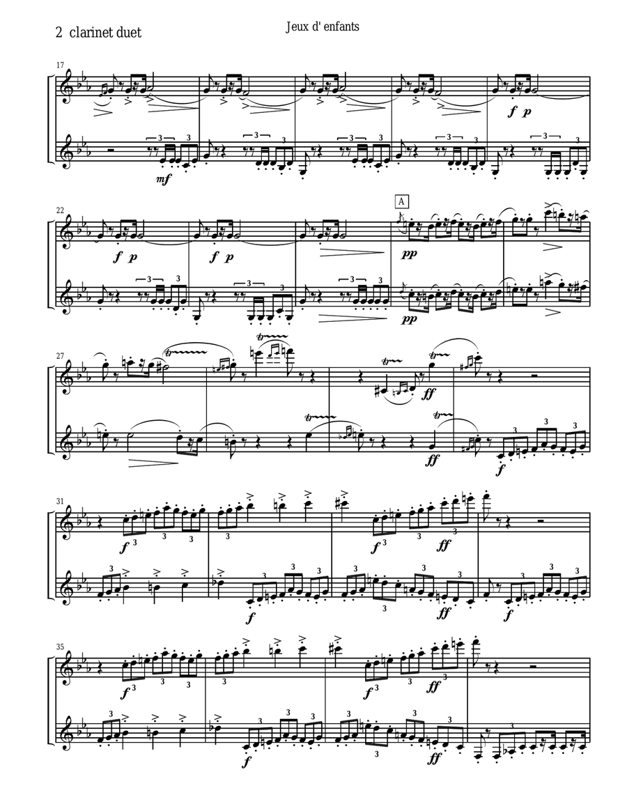Bizet - Children's Games for Clarinet Duet Clarinet Duet scores gallery preview page 2