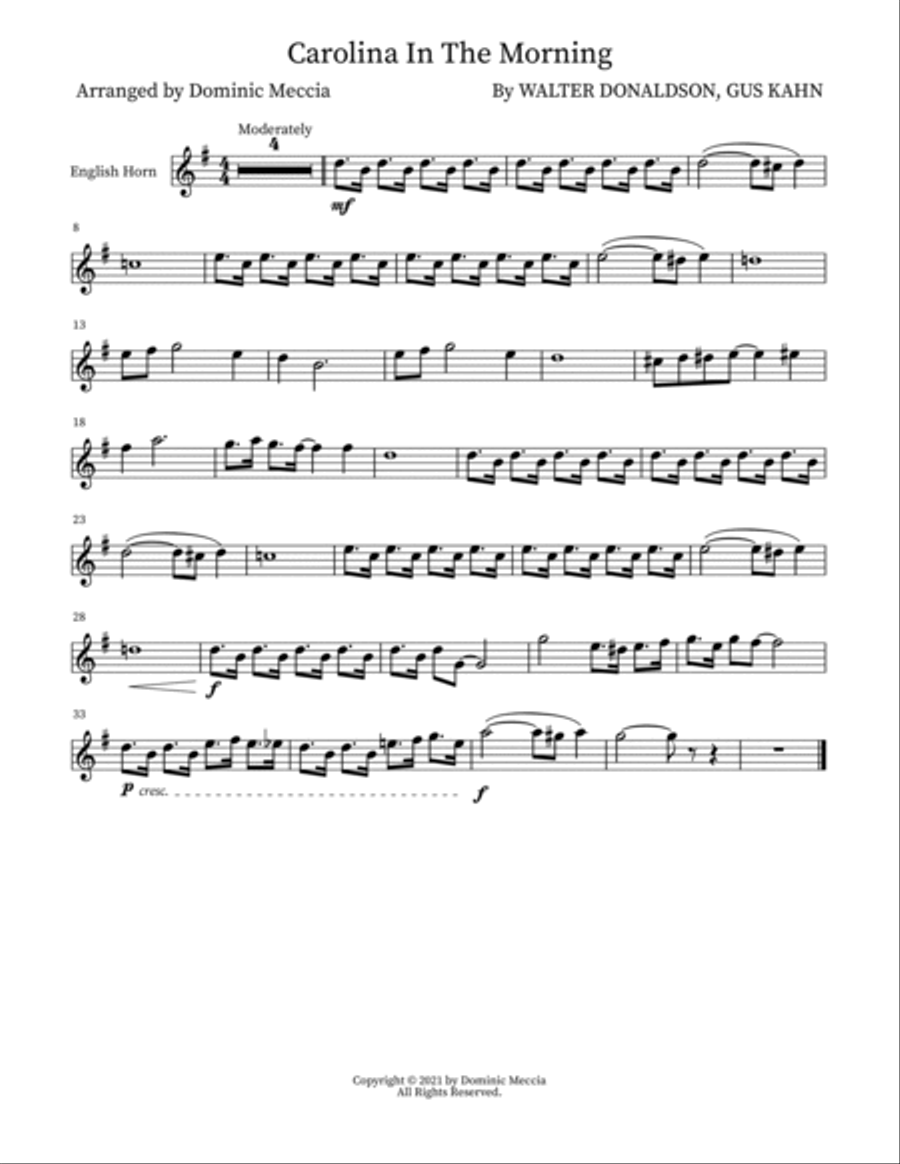 Carolina In The Morning English Horn scores gallery preview page 3