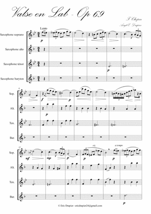 Waltz - F. Chopin (Ab Op69) for SAX Quartet (SATB)