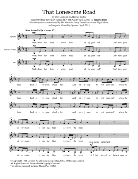 That Lonesome Road by Don Grolnick SSA - Digital Sheet Music