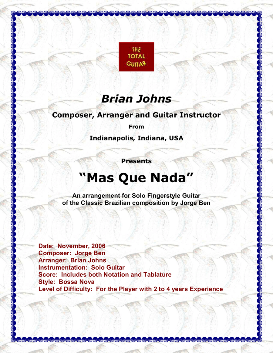 Mas Que Nada Mas Que Nada Electric Guitar scores gallery preview page 1
