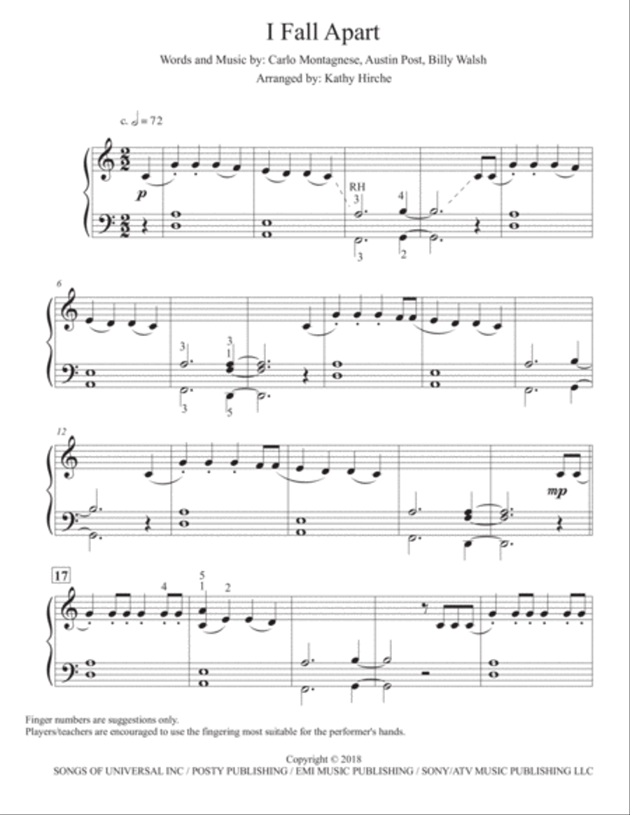 I Fall Apart Piano Solo scores gallery preview page 2