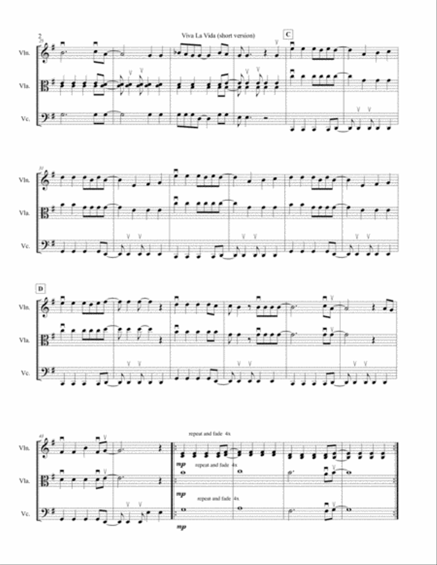 Viva La Vida String Trio scores gallery preview page 2