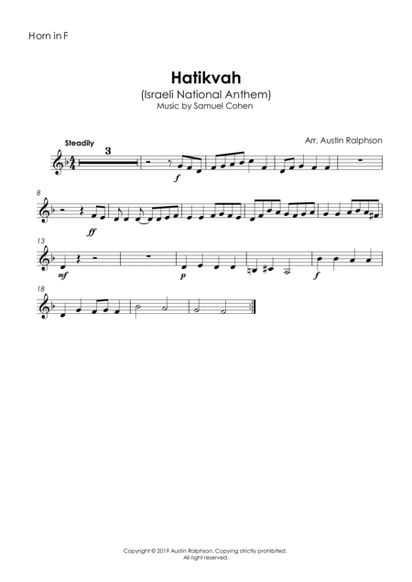 Hatikvah הַתִּקְוָה, الأمل (Israeli National Anthem) - brass quintet image number null