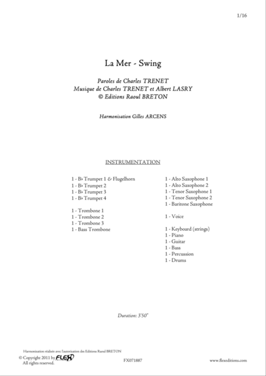 La Mer - The Sea - Swing Big Band scores gallery preview page 2