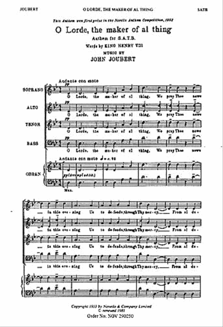 O Lorde, The Maker of Al Thing 4-Part scores gallery preview page 1