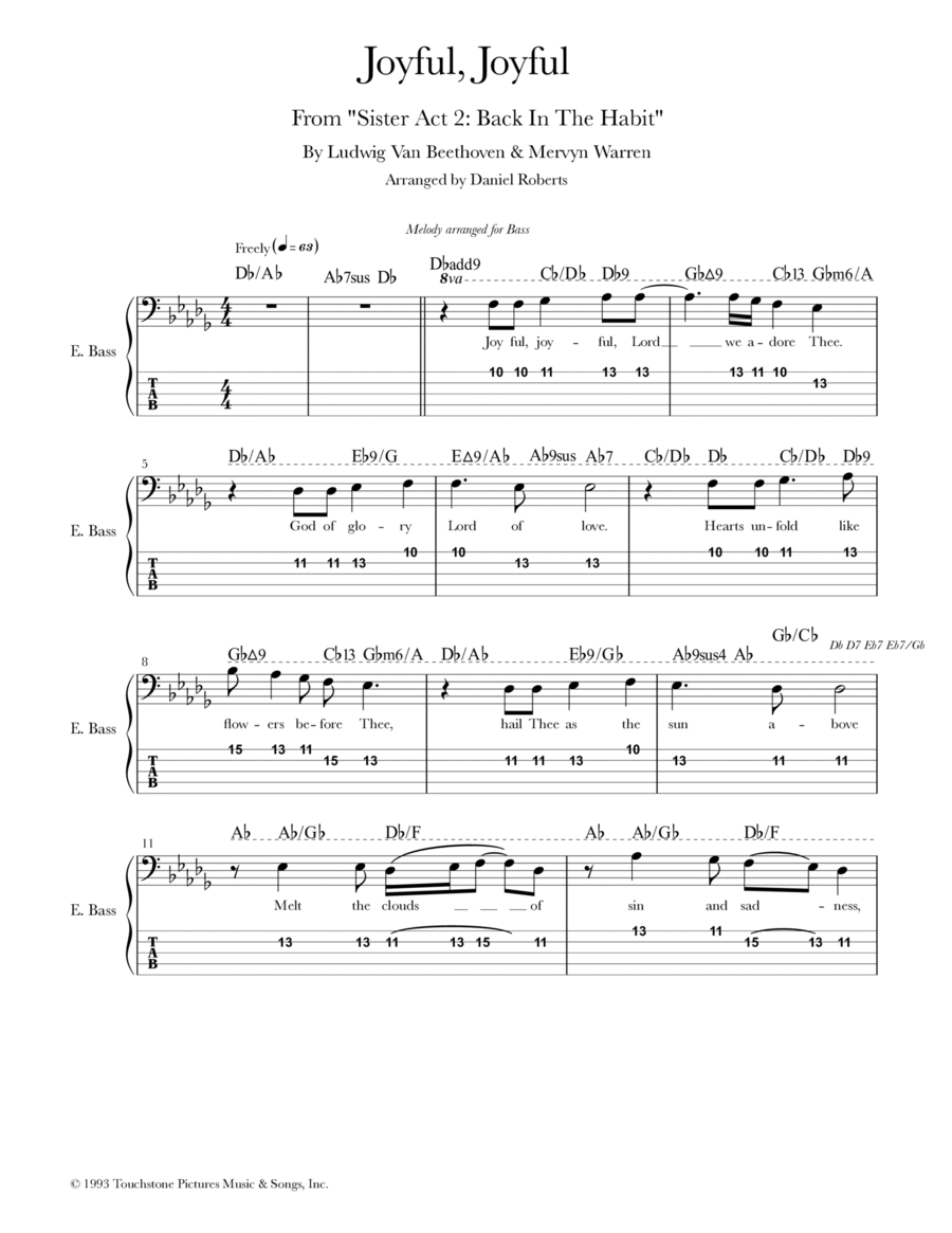 Joyful, Joyful Bass Guitar scores gallery preview page 1