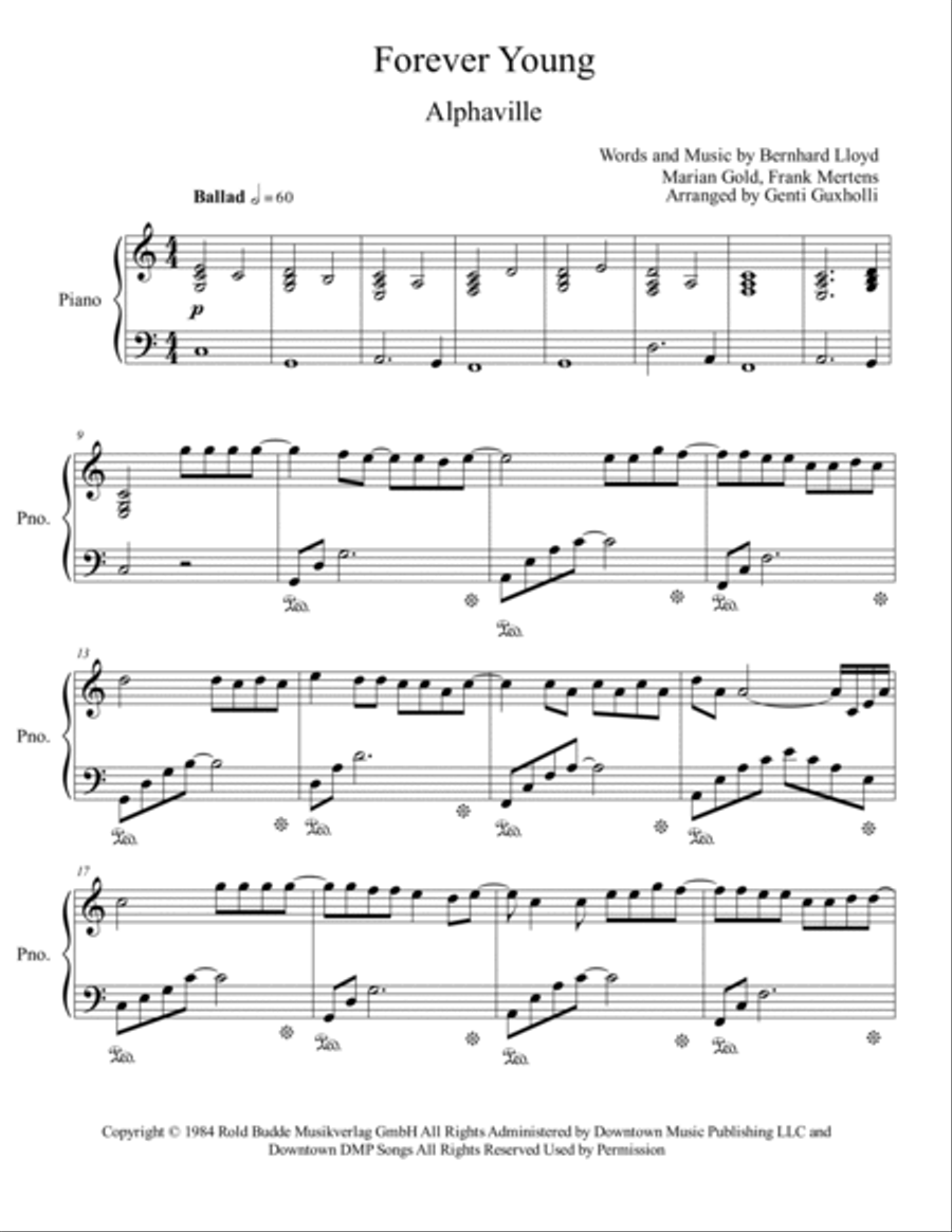 Forever Young Piano Solo scores gallery preview page 2