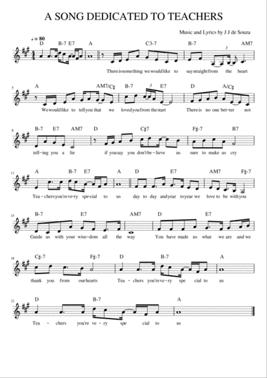 A Song Dedicated To Teachers Small Ensemble scores gallery preview page 1