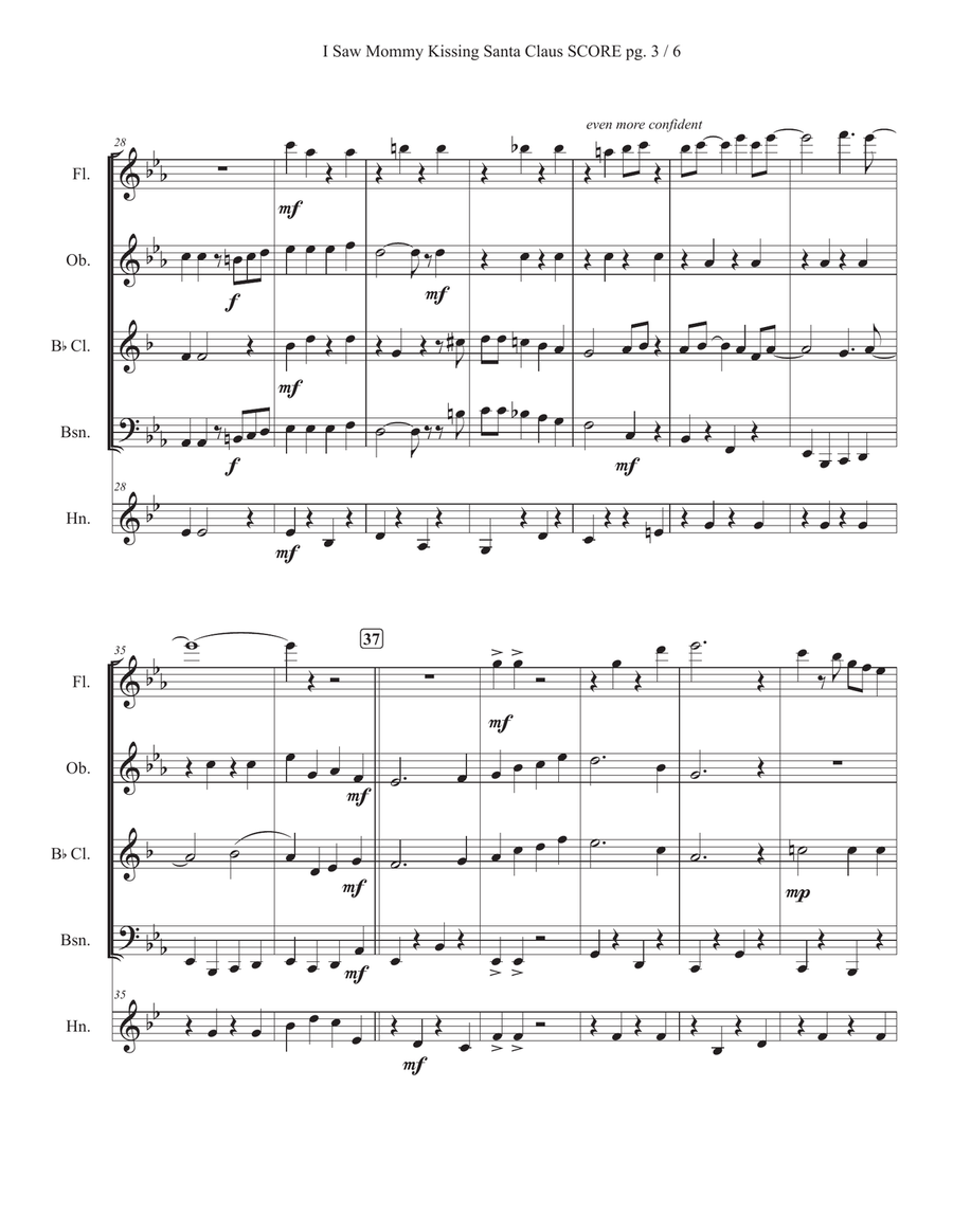 I Saw Mommy Kissing Santa Claus Woodwind Quintet scores gallery preview page 4