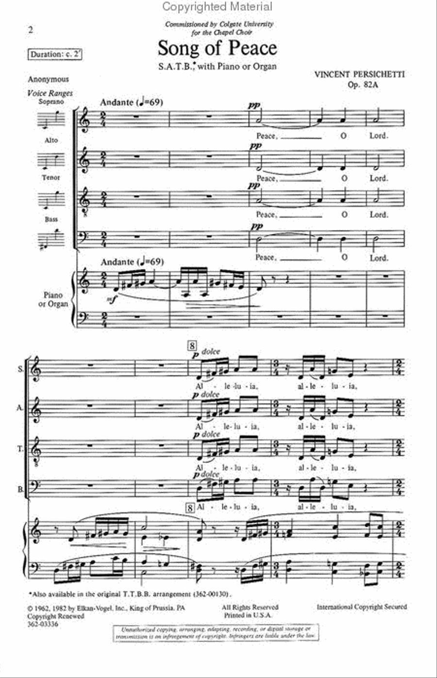 Song of Peace Song of Peace 4-Part scores gallery preview page 2
