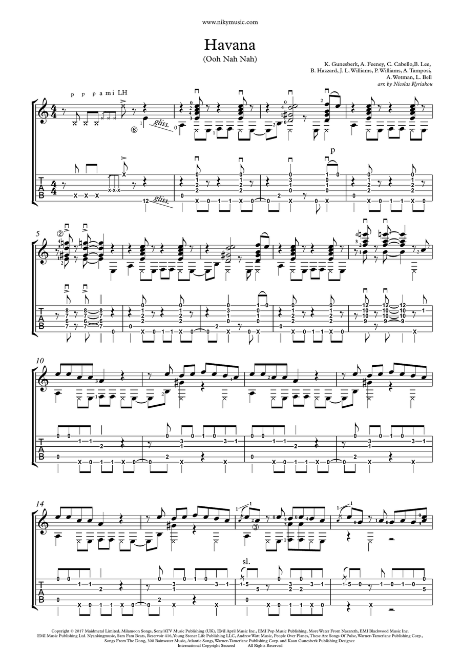 Havana Acoustic Guitar scores gallery preview page 1