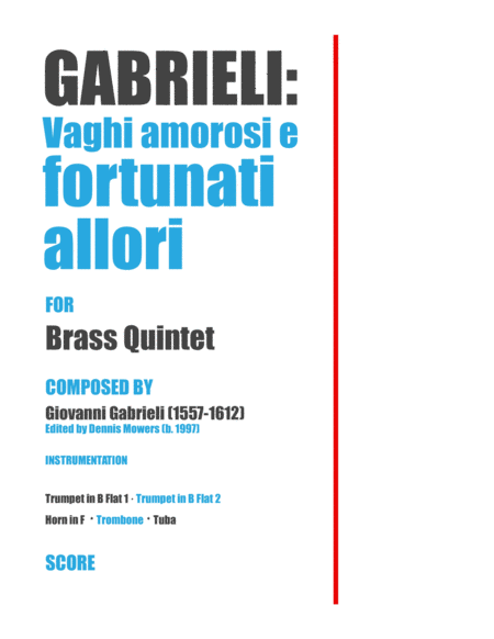 "Vaghi amorosi e fortunati allori" for Brass Quintet - Giovanni Gabrieli by Giovanni Gabrieli Horn - Digital Sheet Music