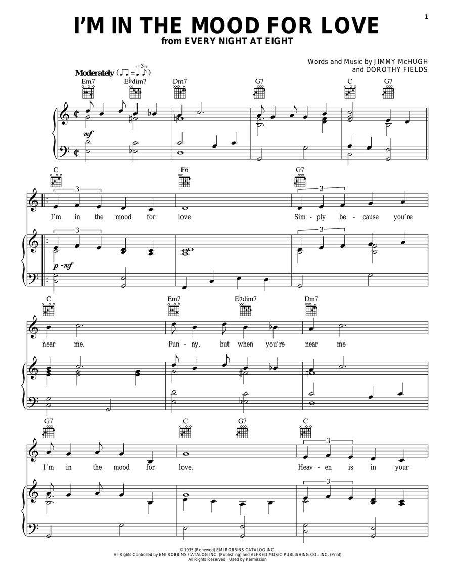 I'm In The Mood For Love Piano, Vocal, Guitar scores gallery preview page 1