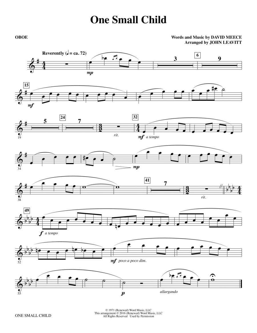 One Small Child - Oboe Choir scores gallery preview page 1