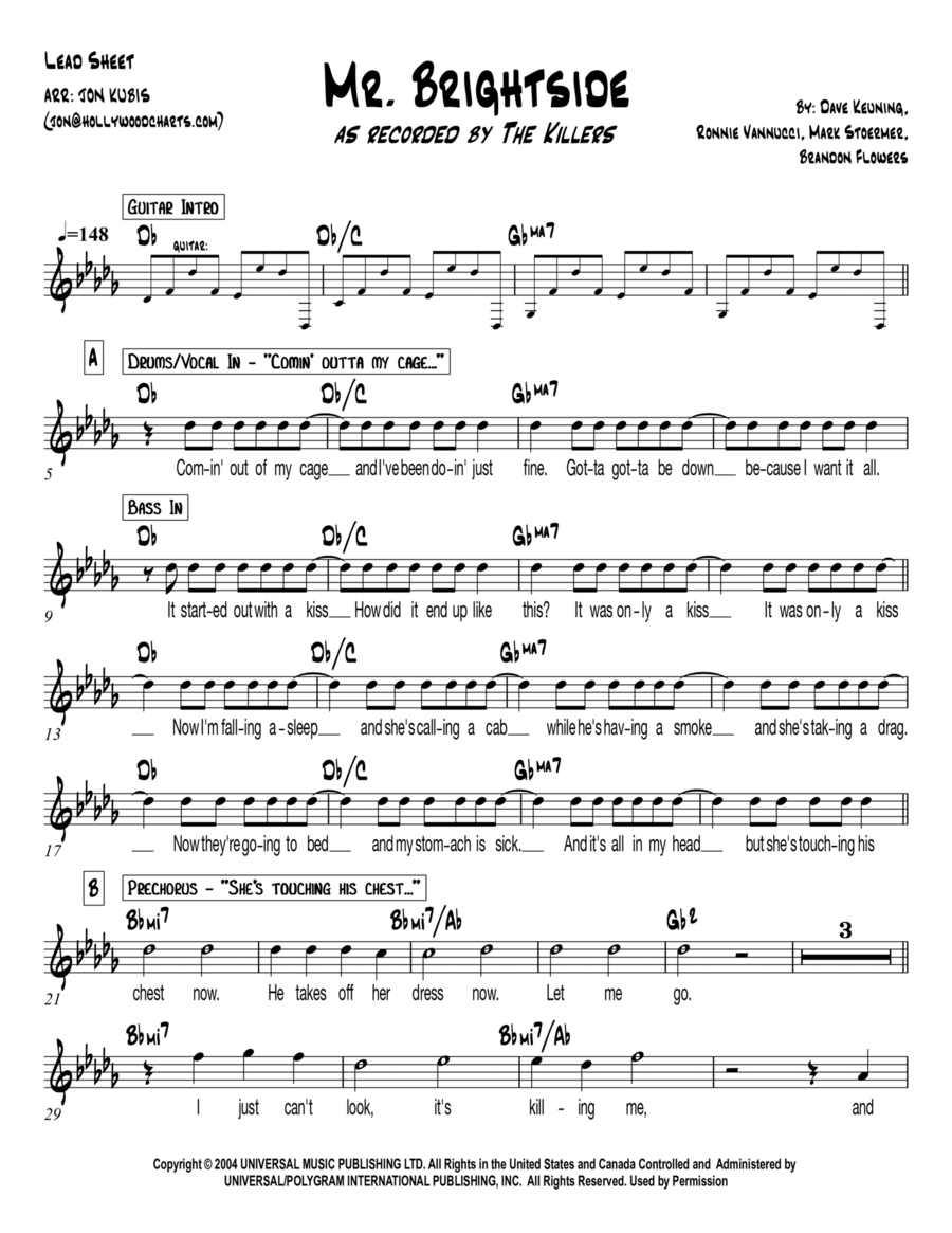 Mr. Brightside Easy Piano scores gallery preview page 1