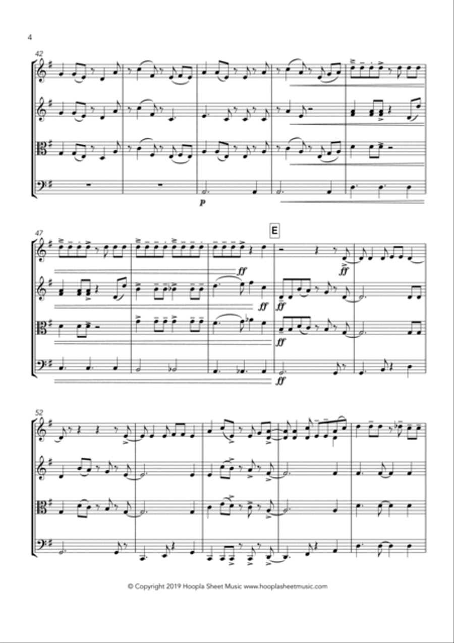 Jingle Bells Salsa String Quartet scores gallery preview page 4