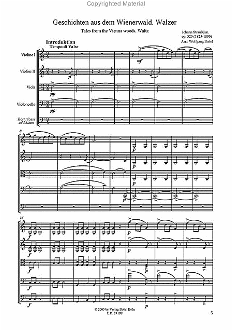 Geschichten aus dem Wienerwald op. 325 -Walzer- (für Streichquartett) String Quartet scores gallery preview page 2