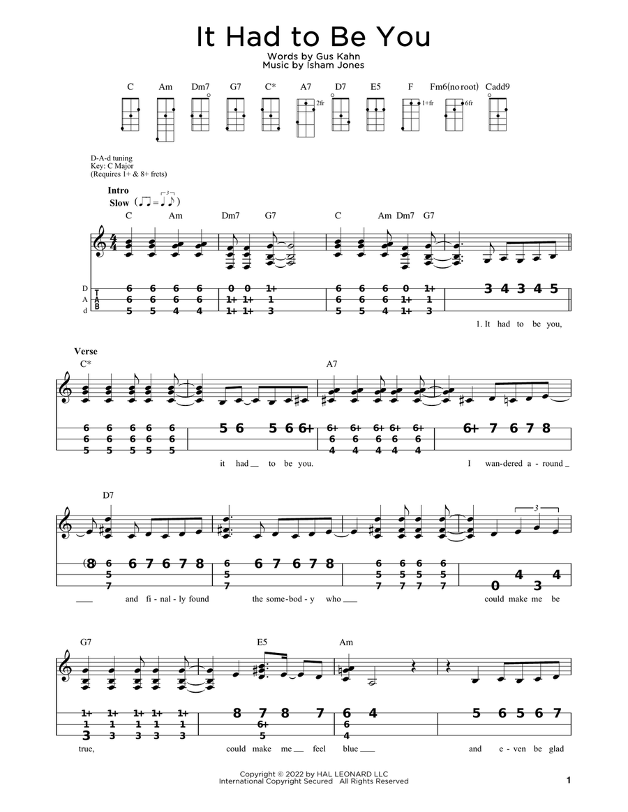 It Had To Be You (arr. Steven B. Eulberg) Dulcimer scores gallery preview page 1