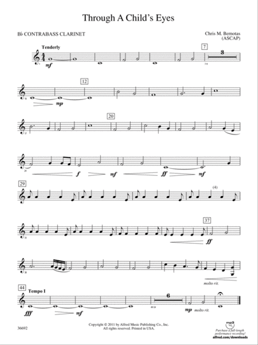 Through a Child's Eyes: (World Part) B-flat Contrabass Clarinet Concert Band scores gallery preview page 1