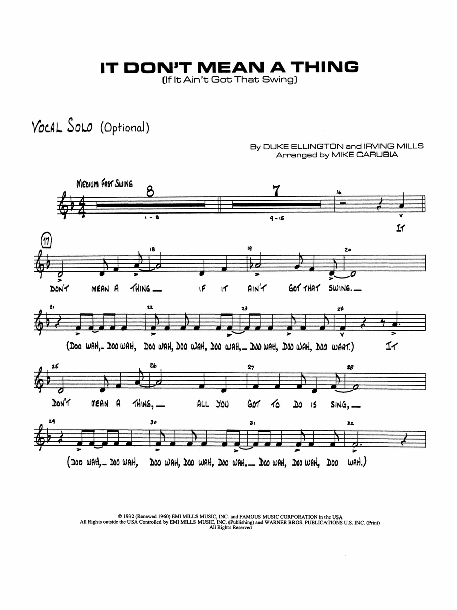It Don't Mean a Thing (If It Ain't Got That Swing): Vocal Solo