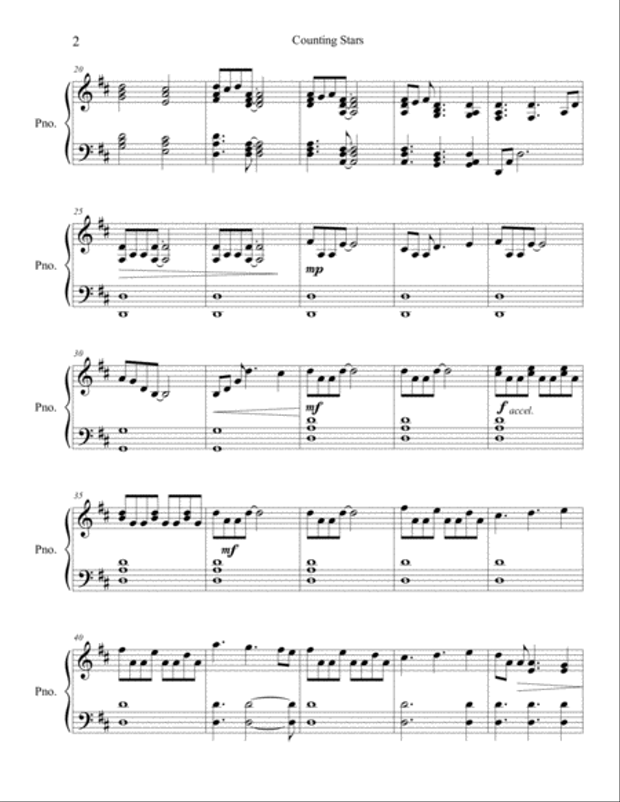 Counting Stars Easy Piano scores gallery preview page 2