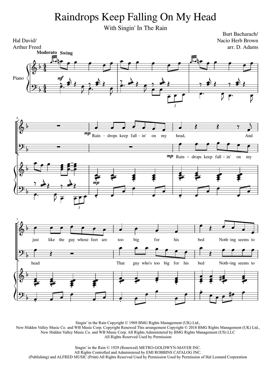 Raindrops Keep Fallin' On My Head 3-Part scores gallery preview page 1