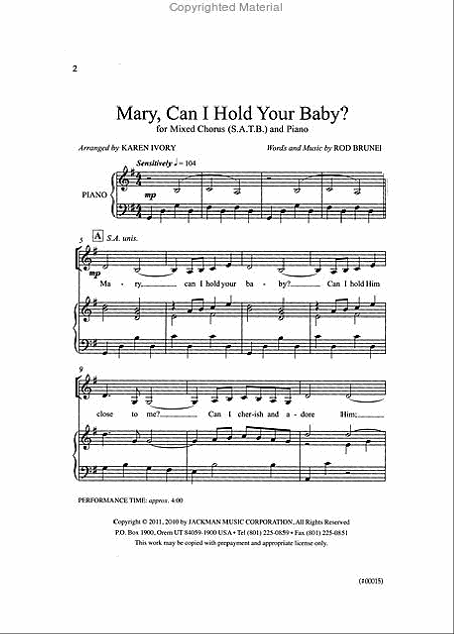 Mary, Can I Hold Your Baby? - SATB 4-Part scores gallery preview page 2