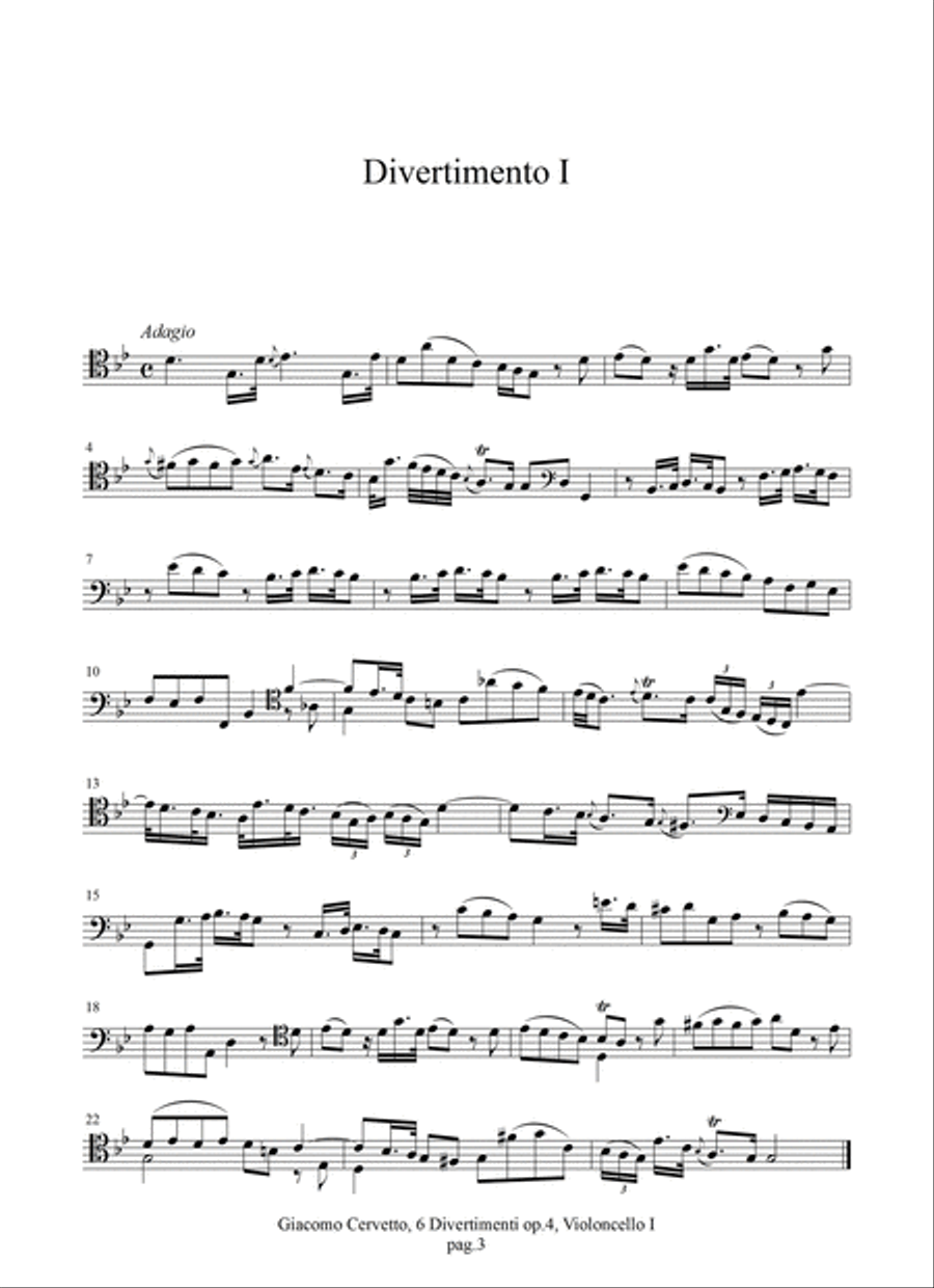 6 Lessons or Divertiments op.4 (London, [1761]) Cello scores gallery preview page 3