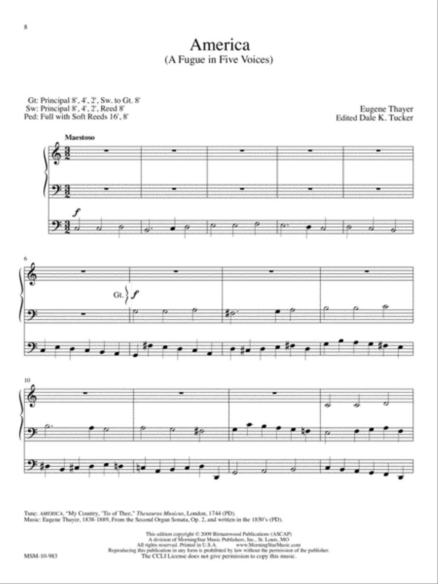 America the Beautiful Five Patriotic Pieces for Organ Organ Solo scores gallery preview page 4
