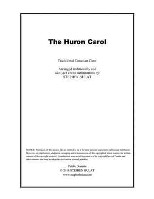 The Huron Carol ('Twas In The Moon Of Wintertime) - Lead sheet arranged in traditional and jazz styl
