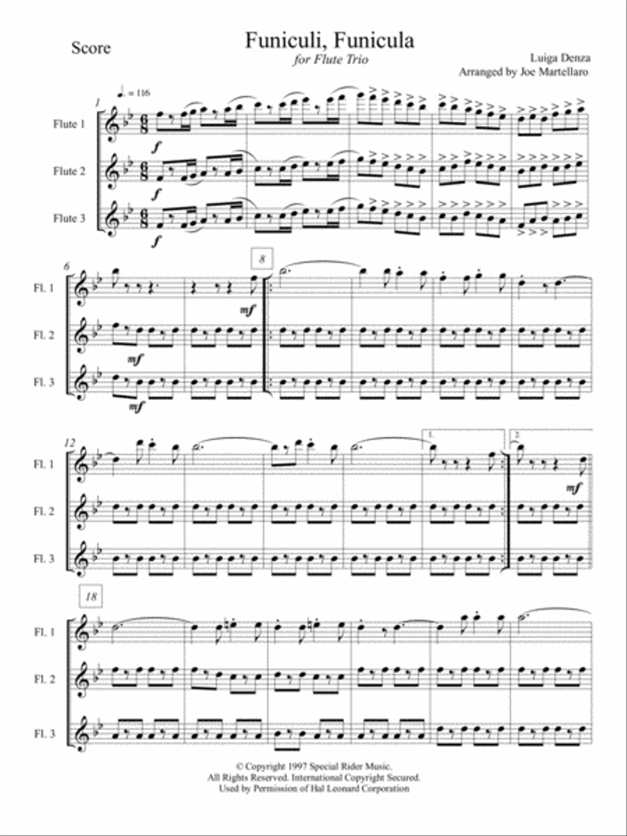 Funiculi, Funicula for Flute Trio Flute Trio scores gallery preview page 2