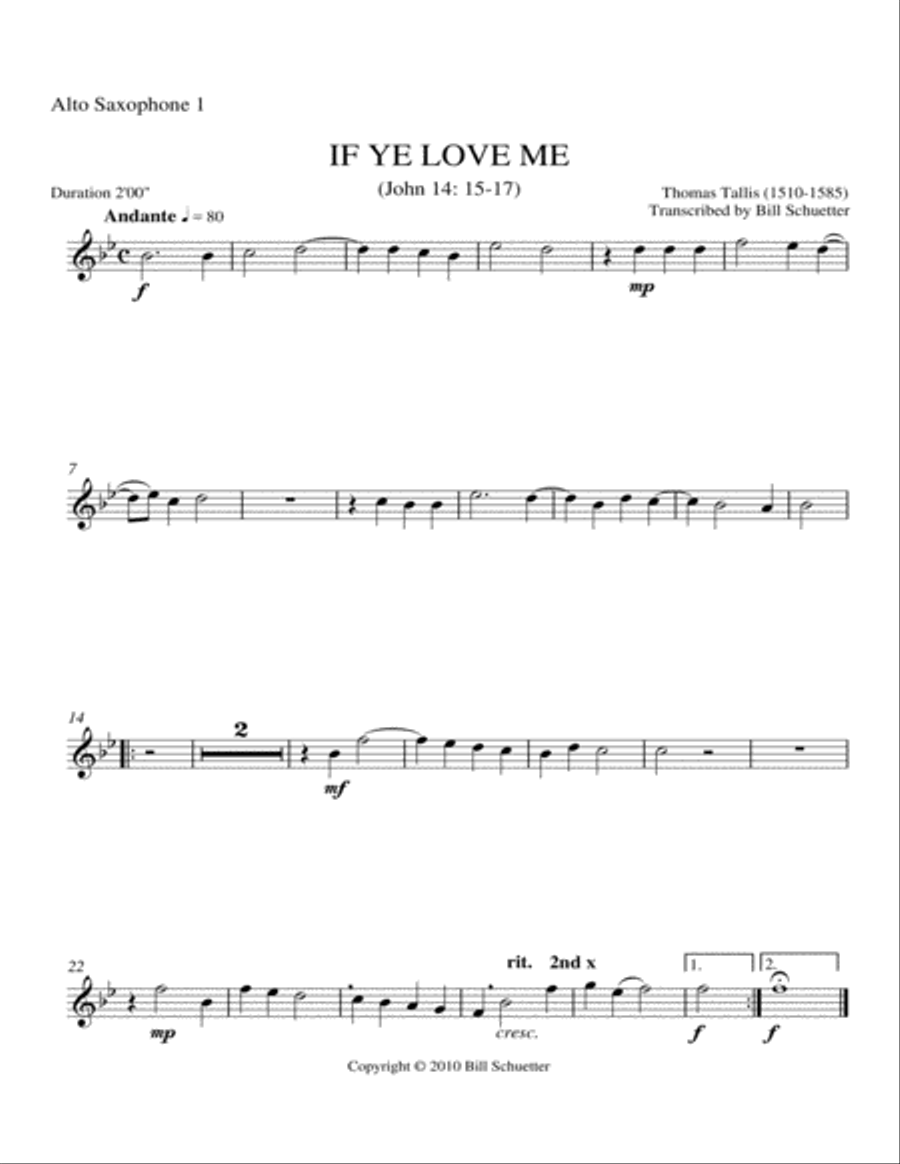 If Ye Love Me Saxophone Quartet scores gallery preview page 2