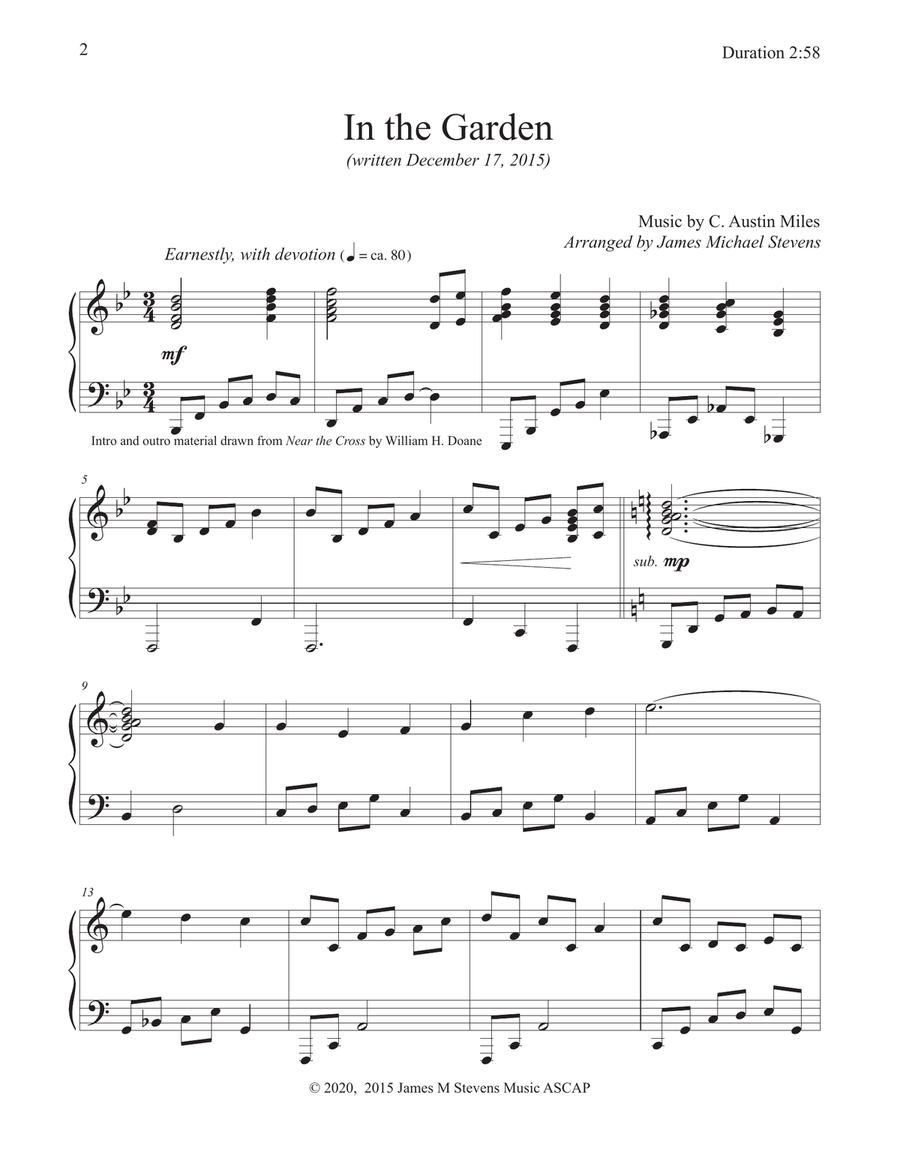 In the Garden - Lower Version in B Flat Major Piano Solo scores gallery preview page 2