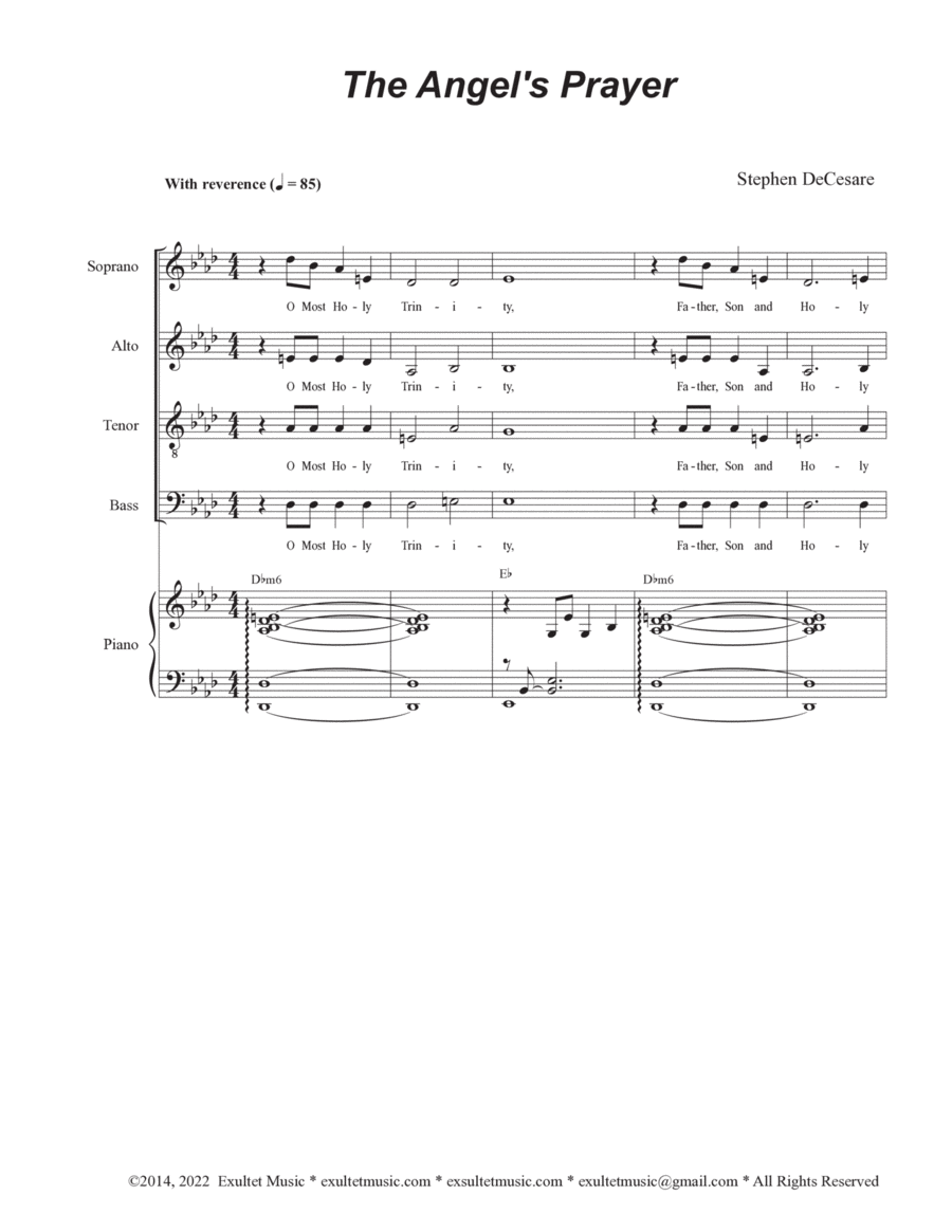 The Angel's Prayer (Vocal Quartet - (SATB) image number null