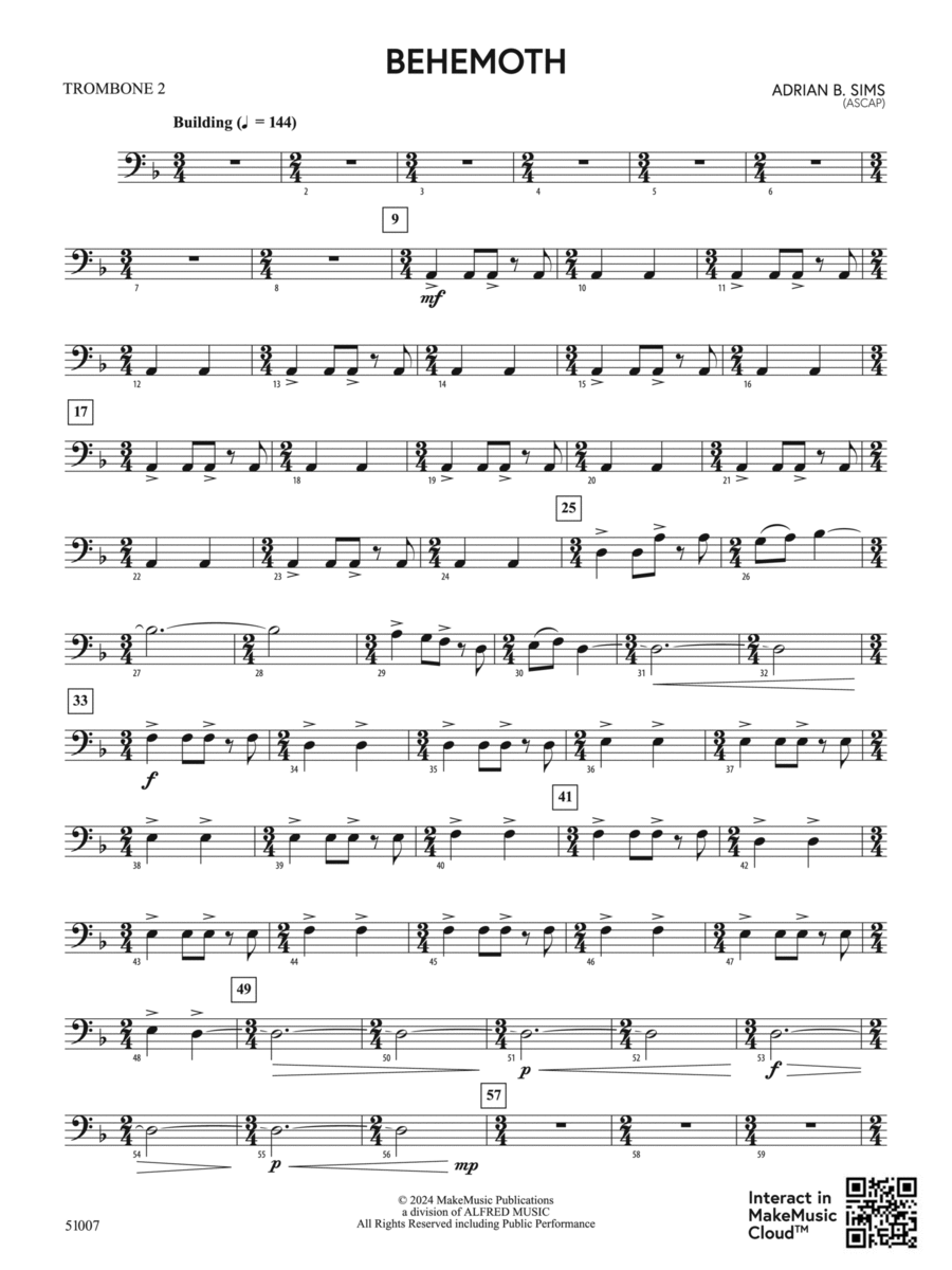 Behemoth: 2nd Trombone Concert Band scores gallery preview page 1