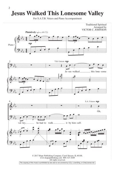 Jesus Walked This Lonesome Valley-SATB image number null