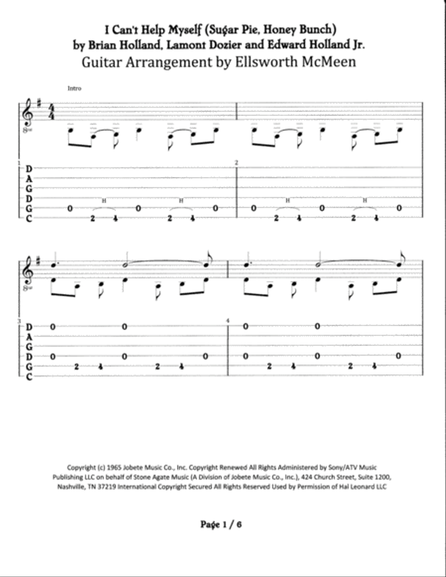 I Can't Help Myself (Sugar Pie, Honey Bunch) Acoustic Guitar scores gallery preview page 1