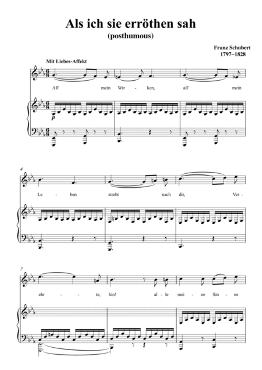 Schubert-Als ich sie errothen sah in bE for Vocal and Piano Voice scores gallery preview page 2