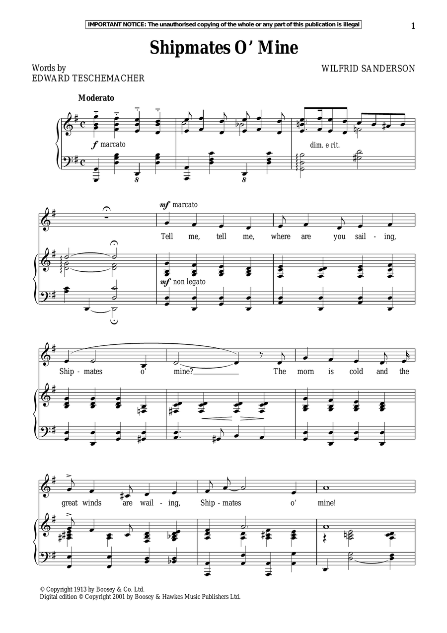 Shipmates O Mine Shipmates O Mine Piano, Vocal scores gallery preview page 1