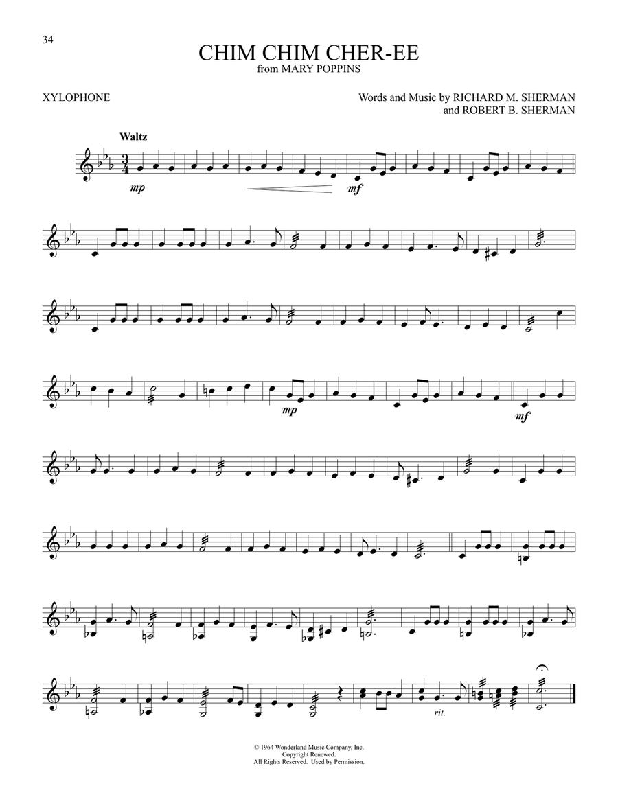 Chim Chim Cher-ee (from Mary Poppins) Percussion scores gallery preview page 1